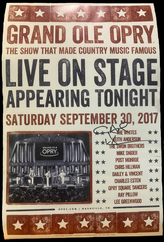 Grand Ole Opry poster, 2017 Signed by Chris Hillman